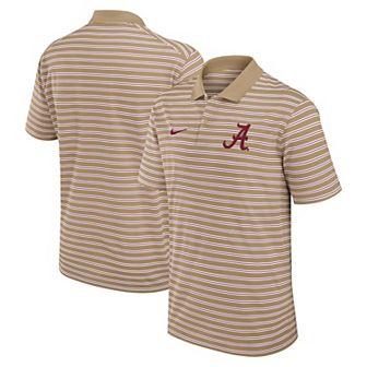 Men's Nike Tan Alabama Crimson Tide Athletic Prep Striped Performance Polo