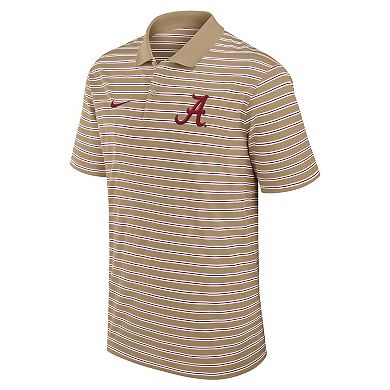 Men's Nike Tan Alabama Crimson Tide Athletic Prep Striped Performance Polo