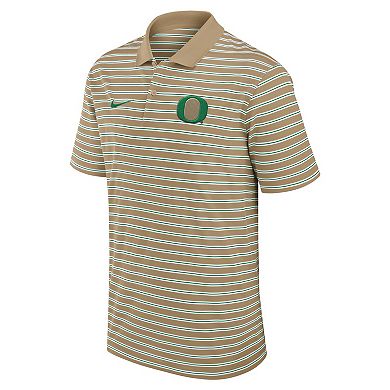 Men's Nike Tan Oregon Ducks Athletic Prep Striped Dri-FIT Polo