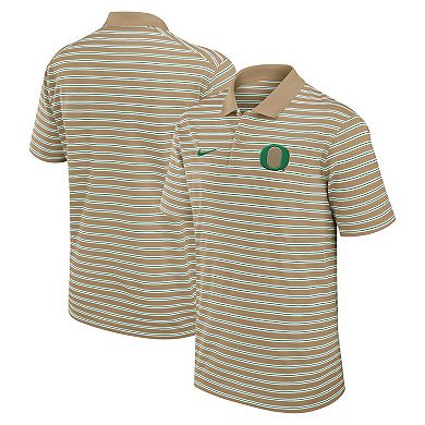 Men's Nike Tan Oregon Ducks Athletic Prep Striped Dri-FIT Polo