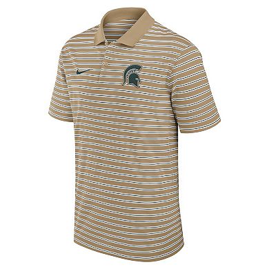 Men's Nike Tan Michigan State Spartans Athletic Prep Striped Dri-FIT Polo