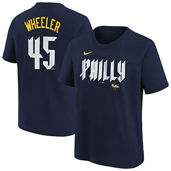 Youth Nike Zack Wheeler Navy Philadelphia Phillies Fuse City Connect Name & Number T-Shirt