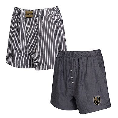 Women's Concepts Sport Gray Vegas Golden Knights Two-Pack Boxer Shorts Set