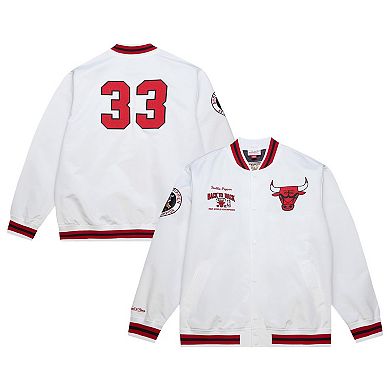 Men's Mitchell & Ness Scottie Pippen White Chicago Bulls NBA Legends Full-Snap Satin Jacket