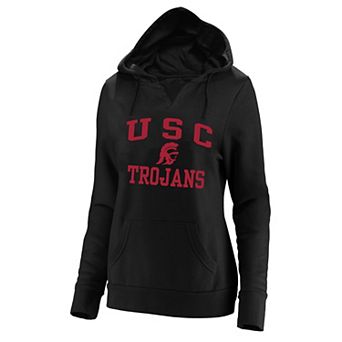 Women's Champion Black USC Trojans Plus Size Heart & Soul Notch Neck Pullover Hoodie