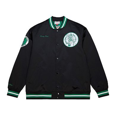 Men's Mitchell & Ness Larry Bird Black Boston Celtics NBA Legends Full-Snap Satin Jacket
