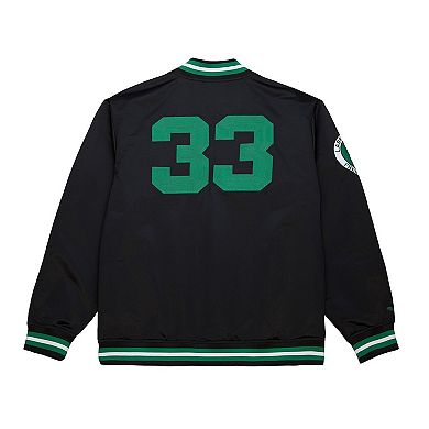 Men's Mitchell & Ness Larry Bird Black Boston Celtics NBA Legends Full-Snap Satin Jacket