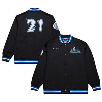 Men's Mitchell & Ness Kevin Garnett Black Minnesota Timberwolves NBA Legends Full-Snap Satin Jacket