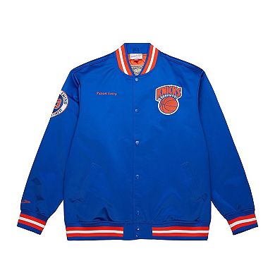 Men's Mitchell & Ness Patrick Ewing Royal New York Knicks NBA Legends Full-Snap Satin Jacket