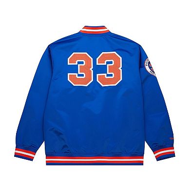 Men's Mitchell & Ness Patrick Ewing Royal New York Knicks NBA Legends Full-Snap Satin Jacket
