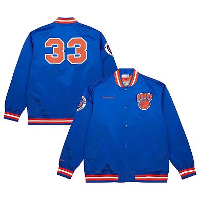Men's Mitchell & Ness Patrick Ewing Royal New York Knicks NBA Legends Full-Snap Satin Jacket