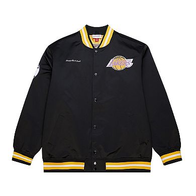 Men's Mitchell & Ness Shaquille O'Neal Black Los Angeles Lakers NBA Legends Full-Snap Satin Jacket