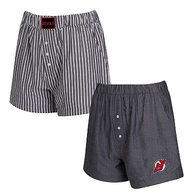 Women's Concepts Sport Charcoal New Jersey Devils Two-Pack Boxer Shorts Set