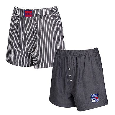 Women's Concepts Sport Charcoal New York Rangers Two-Pack Boxer Shorts Set