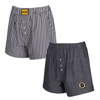 Women's Concepts Sport Charcoal Boston Bruins Two-Pack Boxer Shorts Set