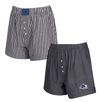 Women's Concepts Sport Charcoal Colorado Avalanche Two-Pack Boxer Shorts Set
