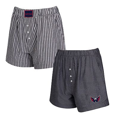 Women's Concepts Sport Charcoal Washington Capitals Two-Pack Boxer Shorts Set