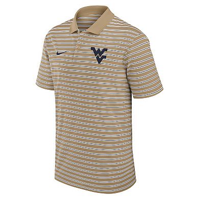 Men's Nike Tan West Virginia Mountaineers Athletic Prep Striped Dri-FIT Polo