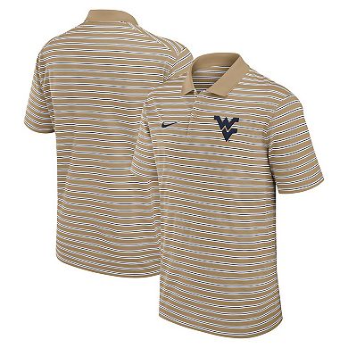 Men's Nike Tan West Virginia Mountaineers Athletic Prep Striped Dri-FIT Polo