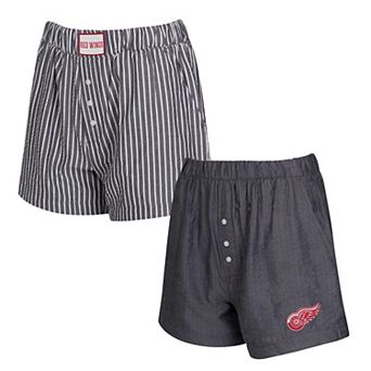 Women's Concepts Sport Charcoal Detroit Red Wings Two-Pack Boxer Shorts Set
