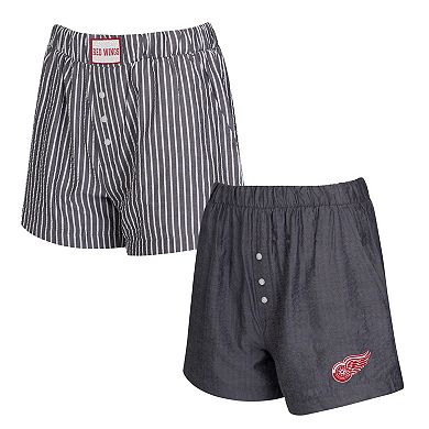Women's Concepts Sport Charcoal Detroit Red Wings Two-Pack Boxer Shorts Set