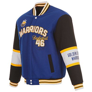 Men's JH Design Royal Golden State Warriors Reversible Wool Full-Zip Jacket