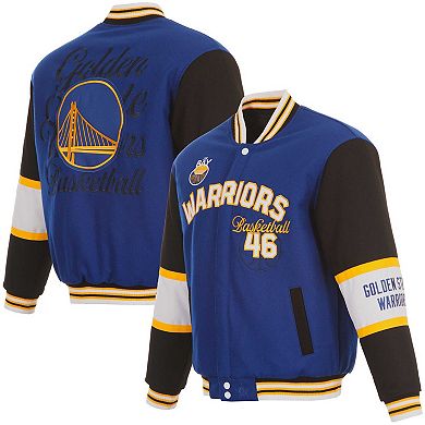 Men's JH Design Royal Golden State Warriors Reversible Wool Full-Zip Jacket