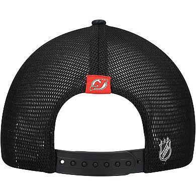Women's Fanatics Black New Jersey Devils Authentic Pro Adjustable Trucker Hat