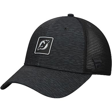Women's Fanatics Black New Jersey Devils Authentic Pro Adjustable Trucker Hat