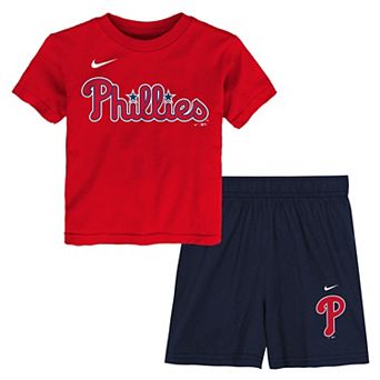 Toddler Nike Red/Navy Philadelphia Phillies Two-Piece Mesh T-Shirt & Shorts Set