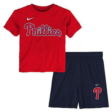 Toddler��Nike Red/Navy��Philadelphia Phillies Two-Piece Mesh T-Shirt & Shorts Set