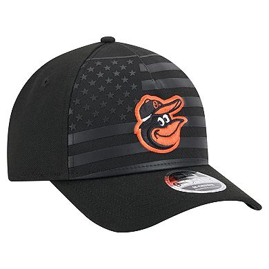 Men's New Era Black Baltimore Orioles American Flag 9FORTY M-Crown A-Frame Adjustable Hat