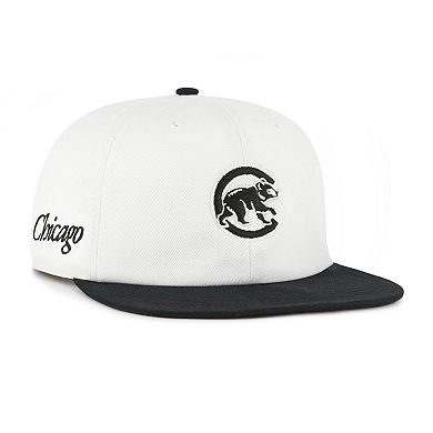 Men's '47 White/Black Chicago Cubs Foundation Captain Snapback Hat