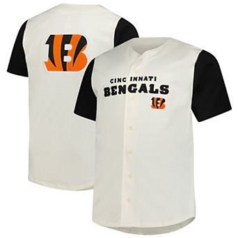 Men's Big & Tall Fanatics Cream Cincinnati Bengals Vintage Short Sleeve Button-Down Top