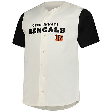 Men's Big & Tall Fanatics Cream Cincinnati Bengals Vintage Short Sleeve Button-Down Top