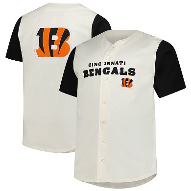 Men's Big & Tall Fanatics Cream Cincinnati Bengals Vintage Short Sleeve Button-Down Top