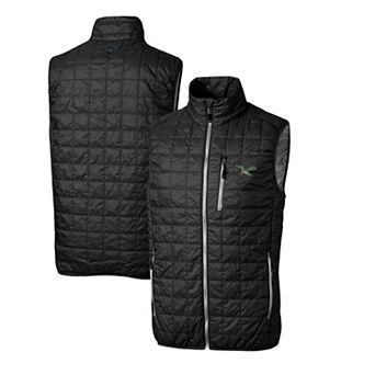 Men's Cutter & Buck Black Philadelphia Eagles Throwback Logo Rainier PrimaLoft Eco Insulated Full-Zip Puffer Vest