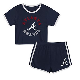 Girls Preschool Navy Atlanta Braves Double Run T-Shirt & Shorts Set