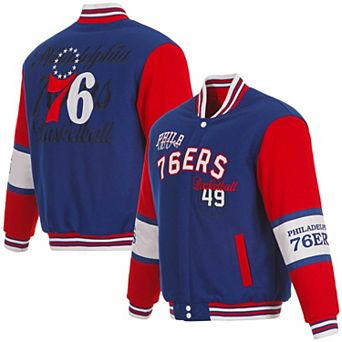 Men's JH Design Royal Philadelphia 76ers Reversible Wool Full-Zip Jacket
