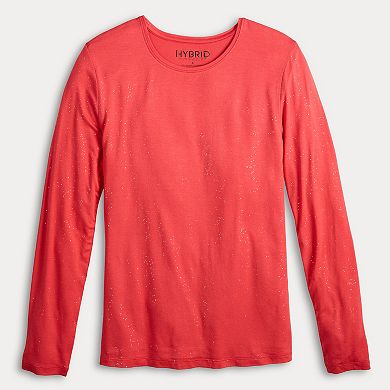 Women's Long Sleeve Holiday Print Crew Neck Top