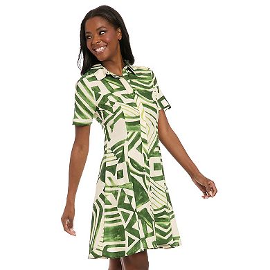 Women's London Times Short Sleeve Swing Shirt Dress