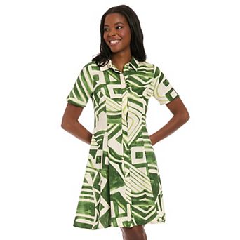 Women's London Times Short Sleeve Swing Shirt Dress