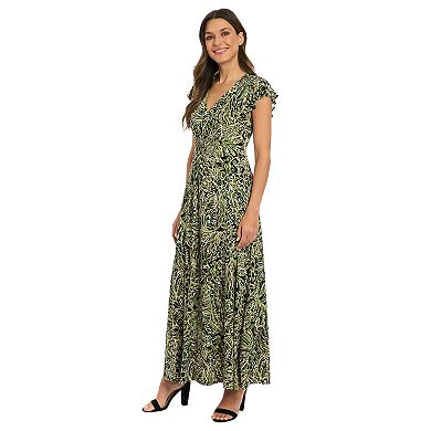 Women's London Times Smocked Front V-Neck Dress