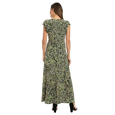 Women's London Times Smocked Front V-Neck Dress