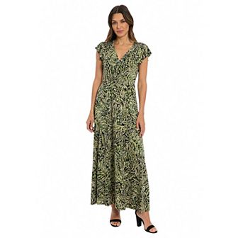Women's London Times Smocked Front V-Neck Dress