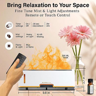 Bell + Howell Flame Effect Aromatherapy Diffuser Humidifier with Remote Control