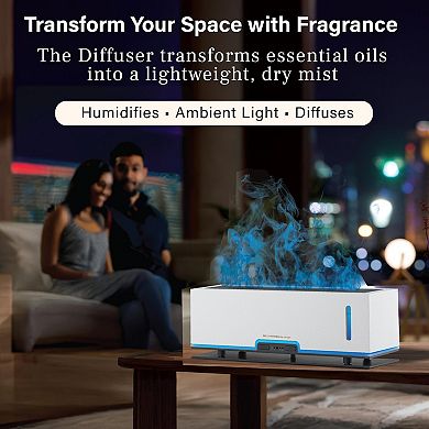 Bell + Howell Flame Effect Aromatherapy Diffuser Humidifier with Remote Control