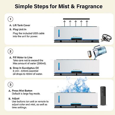 Bell + Howell Flame Effect Aromatherapy Diffuser Humidifier with Remote Control