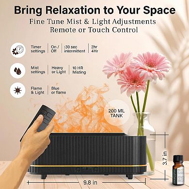 Bell + Howell Flame Effect Aromatherapy Diffuser Humidifier with Remote Control