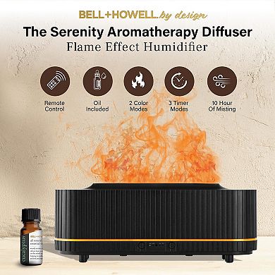 Bell + Howell Flame Effect Aromatherapy Diffuser Humidifier with Remote Control